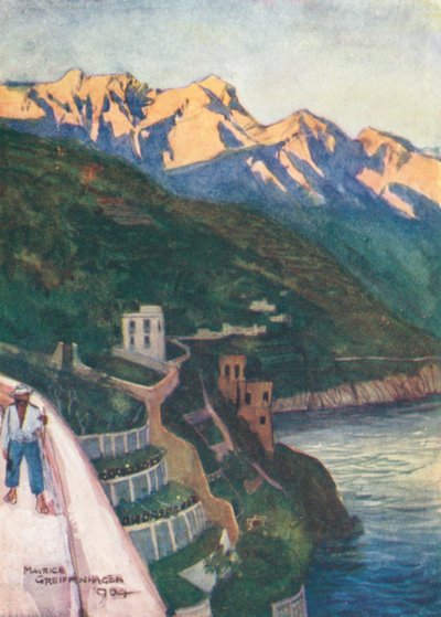 Minori at Sunset（彩色石版印刷） 作者 莫里斯（后）格里芬哈根（Greiffenhagen）