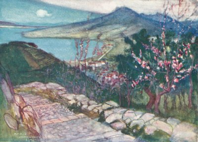 维苏威火山和那不勒斯湾（彩色石版画） 作者 莫里斯（后）格里芬哈根（Greiffenhagen）