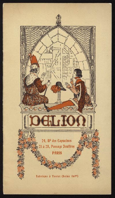 巴黎 Delion 公司 1908 年发行的帽子目录封面插图（石印版） 作者 莫里斯·伯蒂