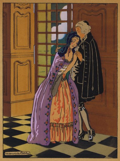 Histoire de Manon Lescaut 的插图（彩色平版印刷） 作者 莫里斯·伯蒂