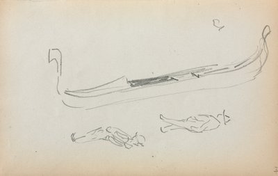 意大利写生簿：缆车和两个船夫，第1898-1899页，第14页。 作者 莫里斯·巴西·普伦德加斯特
