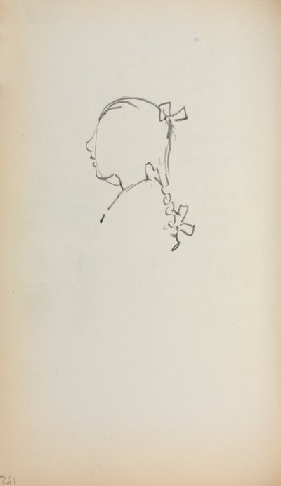 意大利素描本：1898-1899年，第152页个人资料中的一个女孩的头像。 作者 莫里斯·巴西·普伦德加斯特