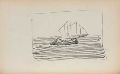 意大利素描本：帆船，第1898-1899页，第75页。 作者 莫里斯·巴西·普伦德加斯特