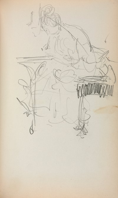 意大利素描本：《坐着的女人缝制》，第153页，1898-1899年。 作者 莫里斯·巴西·普伦德加斯特