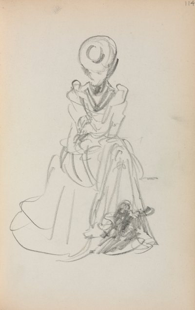 意大利素描本：《坐着的女人》，第1898-1899页，第114页。 作者 莫里斯·巴西·普伦德加斯特