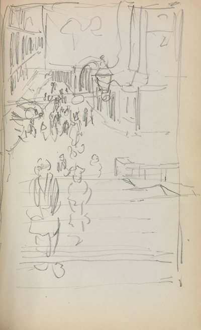 意大利素描本：带数字的楼梯，第165页，1898-1899年。 作者 莫里斯·巴西·普伦德加斯特