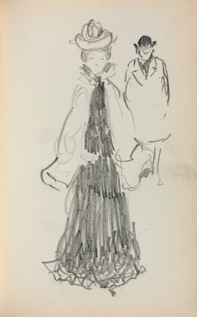 意大利素描本：《站立的男人和女人》，第1898-1899页，第125页。 作者 莫里斯·巴西·普伦德加斯特
