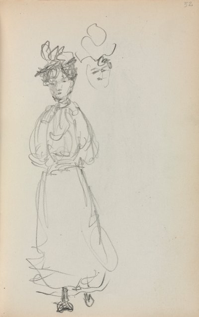 《意大利写生簿：站立的女人》，第1898-1899页，第52页。 作者 莫里斯·巴西·普伦德加斯特