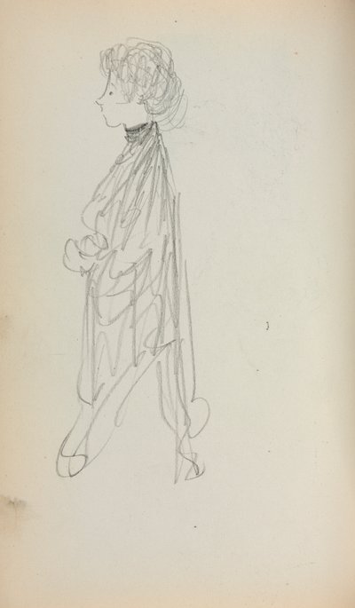 意大利速写本：《简介页中的站立的女人》，1898-1899年。 作者 莫里斯·巴西·普伦德加斯特