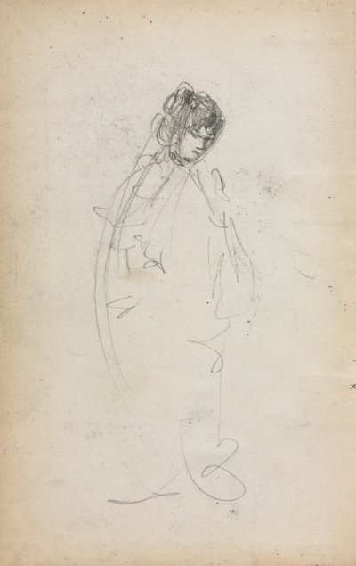 意大利素描本：《站立的女人》，第1页，1898-1899年。 作者 莫里斯·巴西·普伦德加斯特