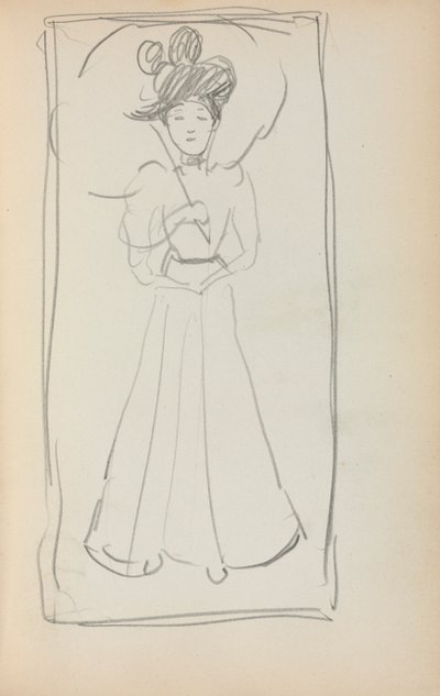 意大利写生簿：带遮阳伞的站立的女人，第233页，1898-1899年。 作者 莫里斯·巴西·普伦德加斯特