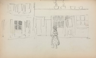 意大利写生簿：街景与女孩第159页，1898-1899年。 作者 莫里斯·巴西·普伦德加斯特