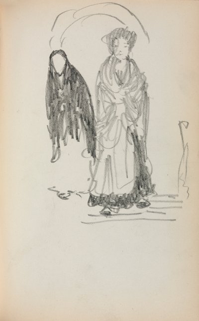 意大利写生簿：两个常任妇女，第123页，1898-1899年。 作者 莫里斯·巴西·普伦德加斯特