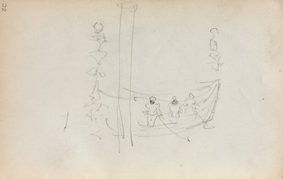 意大利素描本：威尼斯船，第1898-1899页，第30页。 作者 莫里斯·巴西·普伦德加斯特