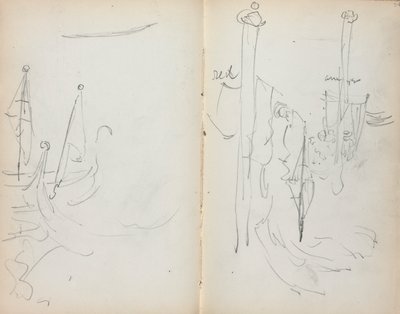 意大利速写本：《威尼斯人港口景观》第1页的1898-1899年第33和34页。 作者 莫里斯·巴西·普伦德加斯特
