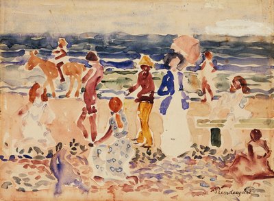 在海滩上，摄于1920-23年 作者 莫里斯·巴西·普伦德加斯特