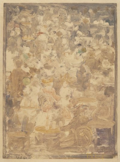 户外咖啡馆场景，19001905。 作者 莫里斯·巴西·普伦德加斯特