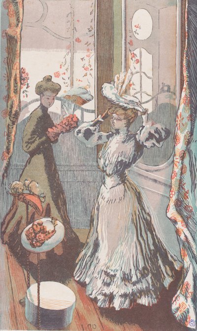 Chez la Modiste, ca. 1910. 作者 莫里斯·德尔库特（Maurice Delcourt）