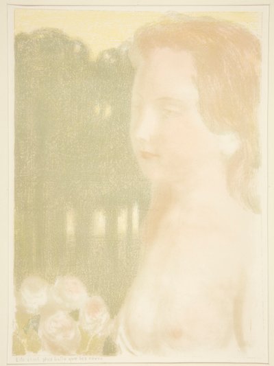 Elle etait plus belle que les reves（她比梦更美），选自《爱》：十二幅彩色石版画 作者 莫里斯·丹尼斯（Maurice Denis）
