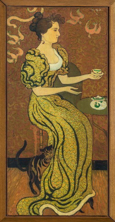 兰森夫人在猫旁的肖像，约1892年（布面油画）。 作者 莫里斯·丹尼斯（Maurice Denis）