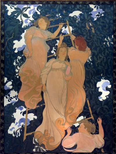 粘在天花板纸板上的树叶画布中的比例 作者 莫里斯·丹尼斯（Maurice Denis）