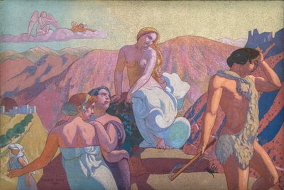 赛琪的故事》，第六单元。普赛克的亲人在山顶送别她 作者 Maurice Denis