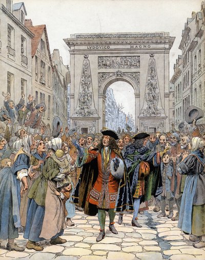 在巴黎的圣丹尼斯门（Saint-Denis），布夫勒尔（Louis Francois de Boufflers）的马歇尔（Louis Francois de Boufflers）。 作者 莫里斯·勒卢瓦（Maurice Leloir）