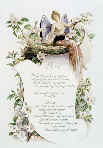 四月“本月之歌”，作者 Jérôme Doucet，插图 - Maurice Leloir，编辑。 兰斯 1904. L. Michaud 作者 莫里斯·勒卢瓦（Maurice Leloir）