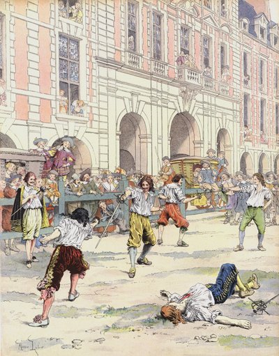 Boutteville和Beuvron在皇家广场进行决斗 作者 莫里斯·勒卢瓦（Maurice Leloir）