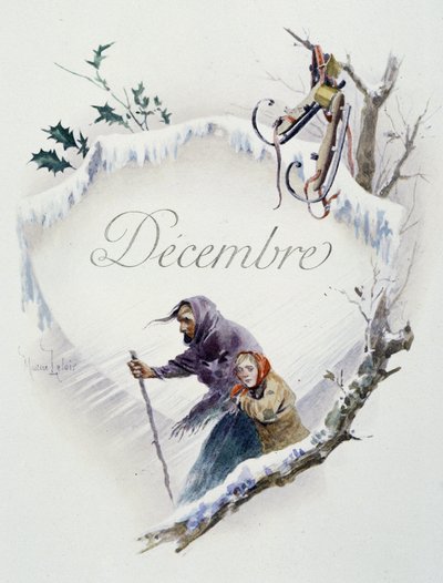 12 月“本月之歌”，作者 Jérôme Doucet，插图 - Maurice Leloir，编辑。 兰斯 1904. L. Michaud 作者 莫里斯·勒卢瓦（Maurice Leloir）