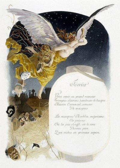 二月“本月之歌”，作者 Jérôme Doucet，插图 - Maurice Leloir，编辑。 兰斯 1904. L. Michaud 作者 莫里斯·勒卢瓦（Maurice Leloir）