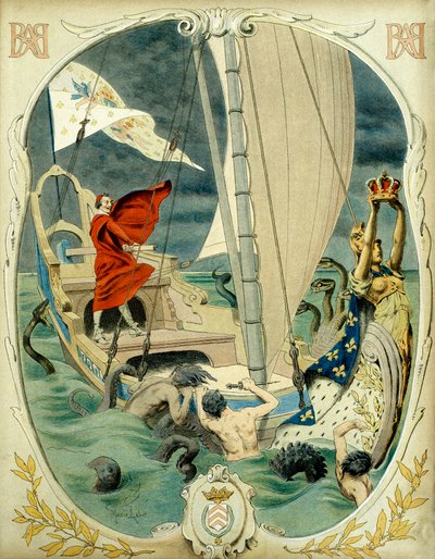 法国的历史。红衣主教黎塞留的寓言式表现（Armand Jean du Plessis 作者 莫里斯·勒卢瓦（Maurice Leloir）