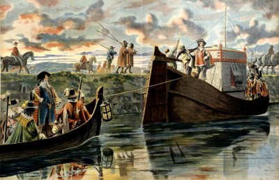 法国历史：阿尔芒·让·杜·普莱西斯 (Armand Jean Du Plessis)，黎塞留红衣主教 (1585-1642) 拖着他的船登上罗纳河，或 Cinq-Mars 侯爵 Ruze d