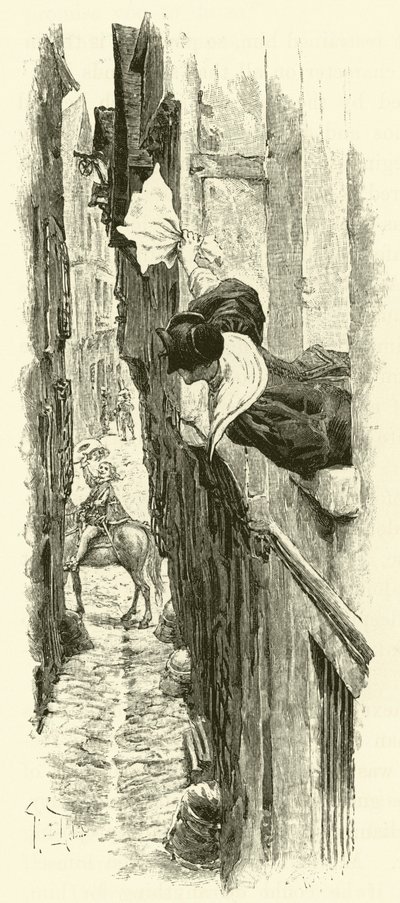 Illustration for The Three Musketeers (engraving) 作者 莫里斯·勒卢瓦（Maurice Leloir）