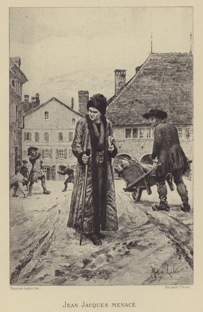 让-雅克-卢梭在街上受到威胁（凹版画 作者 莫里斯·勒卢瓦（Maurice Leloir）