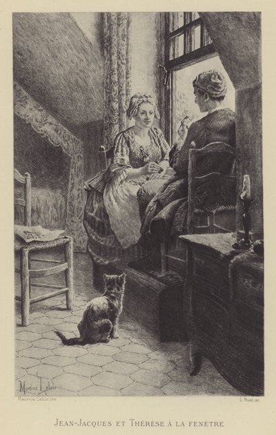 Jean-Jacques and Therese at the window (gravure) 作者 莫里斯·勒卢瓦（Maurice Leloir）