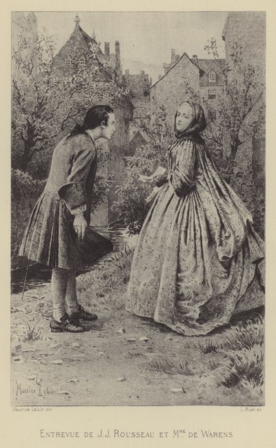 让-雅克·卢梭与德瓦朗夫人的会面（版画） 作者 莫里斯·勒卢瓦（Maurice Leloir）