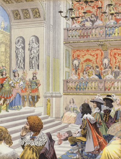 在Mirame的Palais Cardinal剧院演出，Richelieu和Desmarets写的剧本 作者 莫里斯·勒卢瓦（Maurice Leloir）