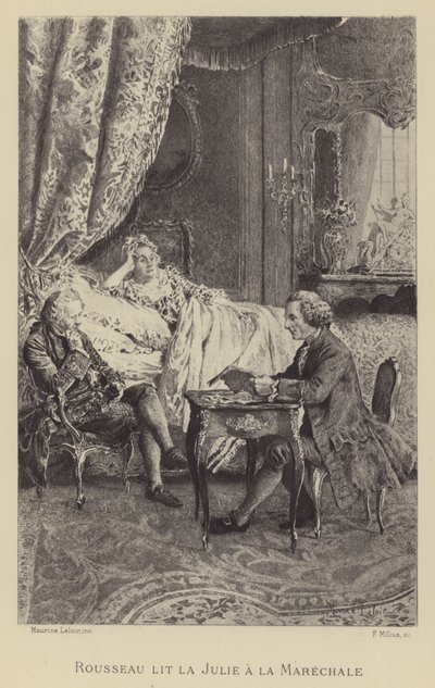 Rousseau reading his novel Julie to la Marechale (gravure) 作者 莫里斯·勒卢瓦（Maurice Leloir）