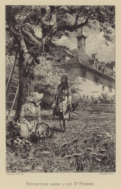 卢梭在圣皮埃尔岛的招待会（版画） 作者 莫里斯·勒卢瓦（Maurice Leloir）