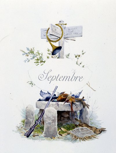 九月“本月之歌”，作者 Jérôme Doucet，插图 - Maurice Leloir，编辑。 兰斯 1904. L. Michaud 作者 莫里斯·勒卢瓦（Maurice Leloir）