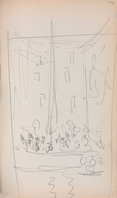 意大利素描本：有人物的船（第 172 页） 作者 莫里斯·普伦德加斯特