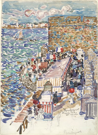 涨潮，圣马洛 作者 Maurice Brazil Prendergast