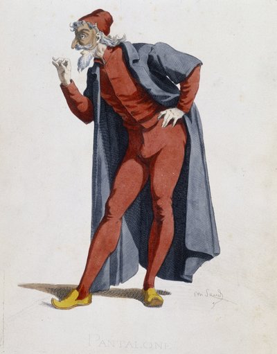 服装和戏剧角色：Pantalone（裤子，医生）来自“Masques et bouffons”（意大利喜剧）的轮胎，莫里斯·桑的文字和绘画，A. Manceau 的版画，乔治·桑的序言，巴黎，Michel Lévy Frères 作者 莫里斯·桑德