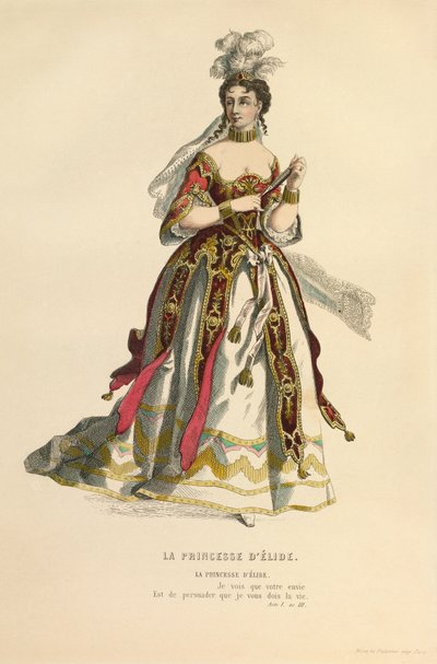 埃利德王妃》角色的服装，约 1868 年（版画） 作者 莫里斯·桑德