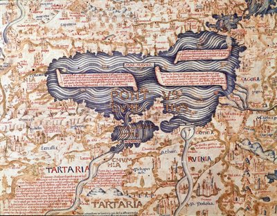 黑海景观 1459 年 camaldolese 弟弟 Maurus (Mauro) 的世界地图（mappamundi）细部 威尼斯 Marciana 图书馆 作者 毛罗·弗拉