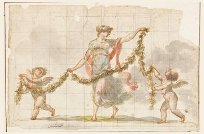 素描，壁画，约 1820 年 作者 毛罗·甘多菲
