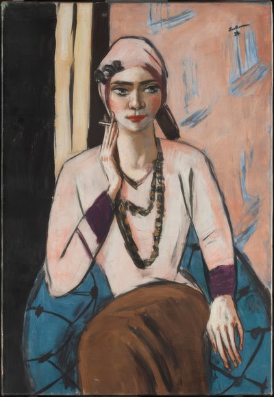 穿粉红色毛衣的夸比 作者 Max Beckmann