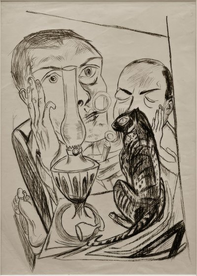 与猫和灯的自画像 作者 马克斯·贝克曼