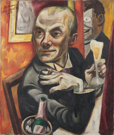 拿着香槟酒杯的自画像 作者 马克斯·贝克曼